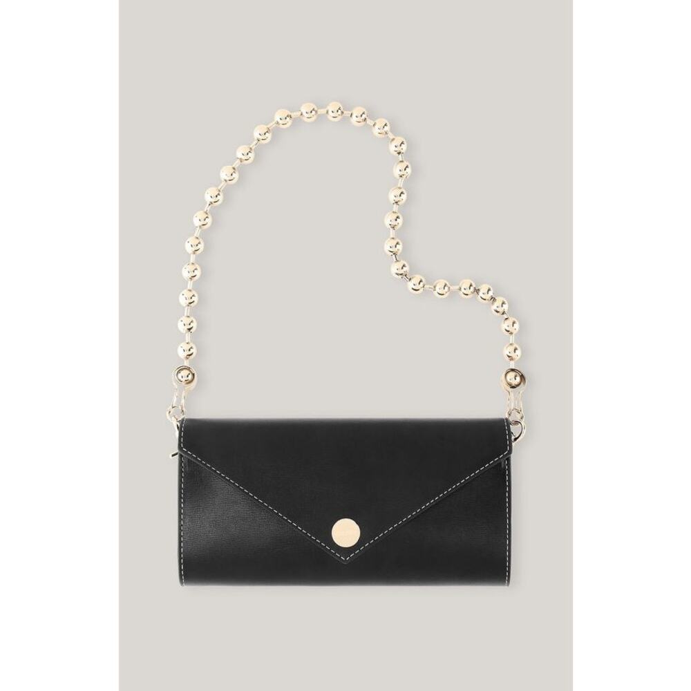 Ganni recycled leather chain black wallet